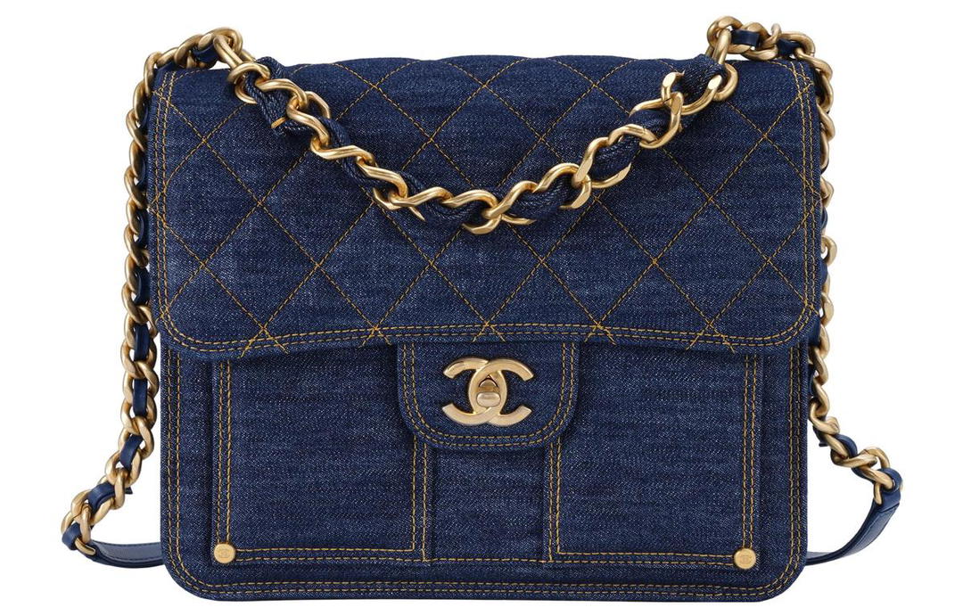 Chanel Chanel Denim Backpack Regular Unisex Washed Denim Blue