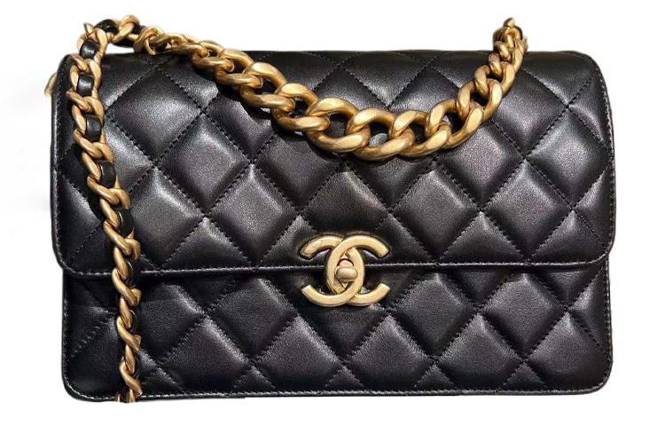 Chanel Chanel Cow Leather Trunk Bag Handbag Crossbody Bag Women's Black