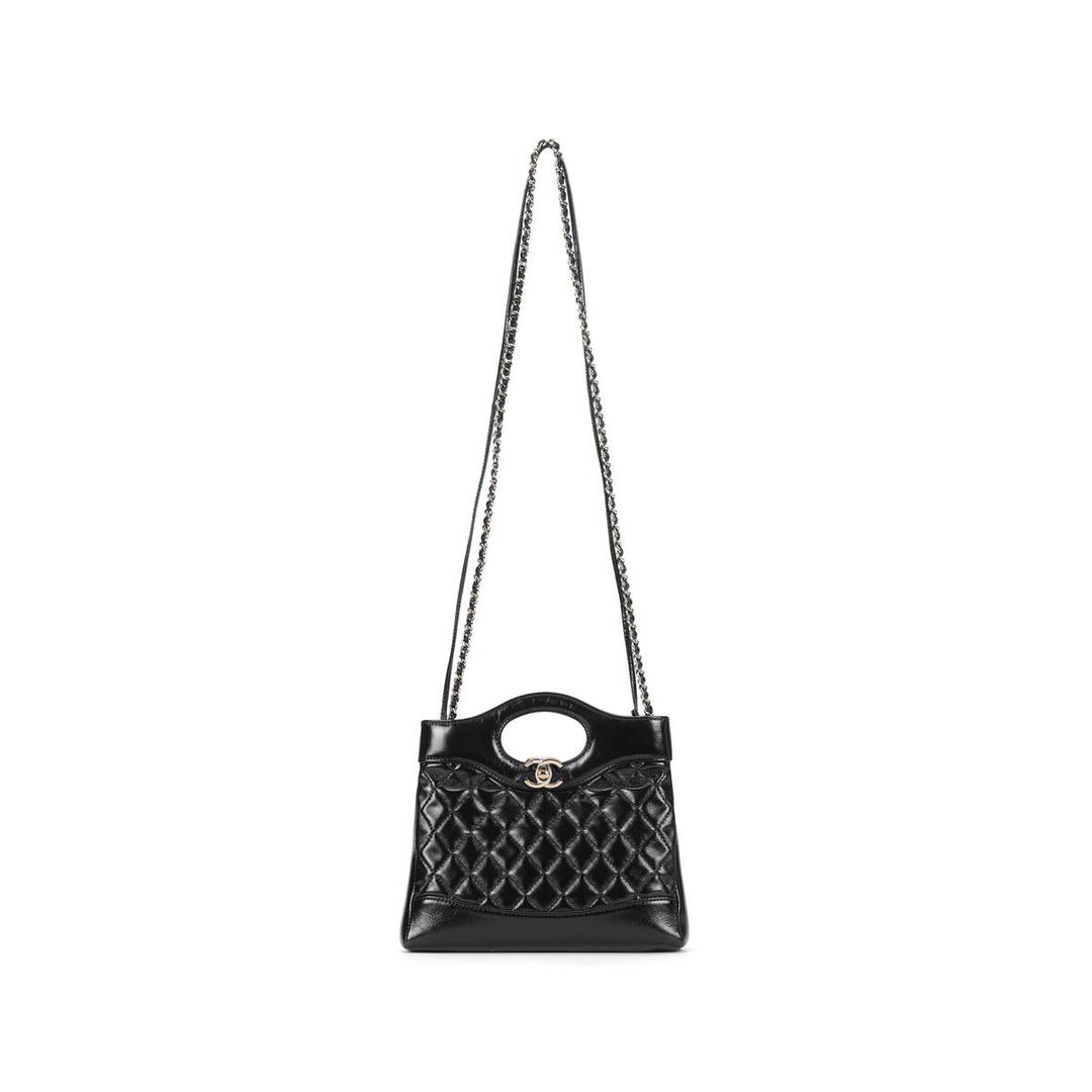 Chanel Chanel Waxed Cow Leather Shoulder Bag Crossbody Bag Handbag Mini Women's Black
