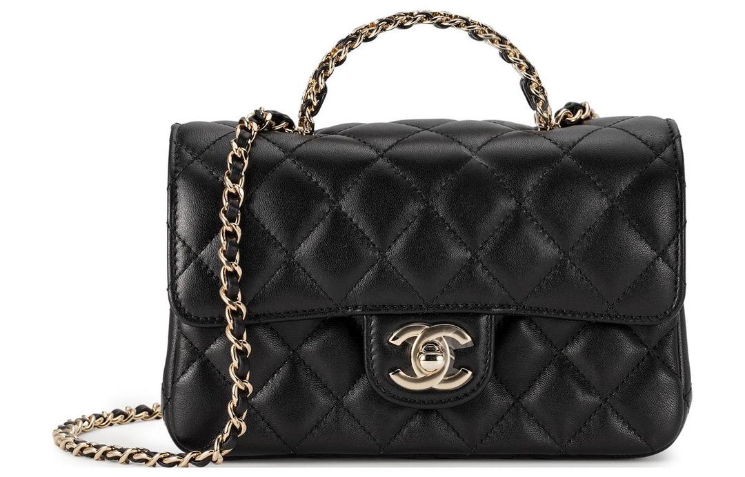 Chanel Chanel Lambskin Chain Bag Shoulder Bag Crossbody Bag Mini Women's Black