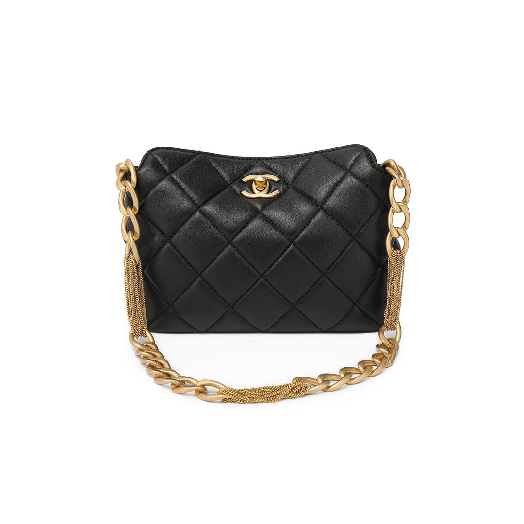 Chanel Chanel Sheepskin Hobo Bag Handbag Shoulder Bag Women's Black