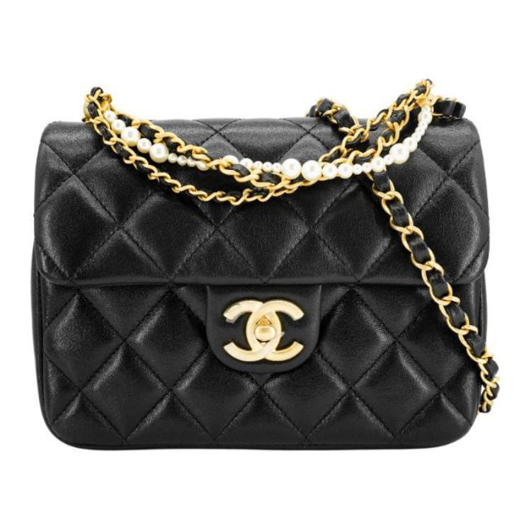 Chanel Chanel Pearlescent Lambskin Mouth Cover Bag Crossbody Bag Mini Women's Black