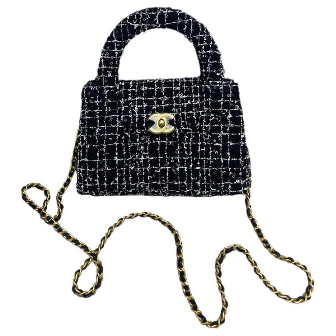 Chanel Chanel Tweed Woven Woolen Shoulder Bag, Crossbody Bag, Handbag Mini Women's Black & White