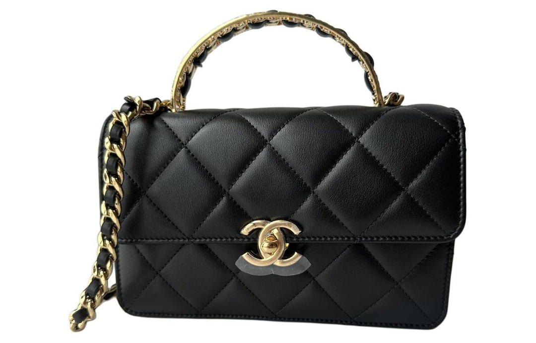 Chanel Chanel Shiny Calfskin Handbag Shoulder Bag Crossbody Bag Mini Women's Black