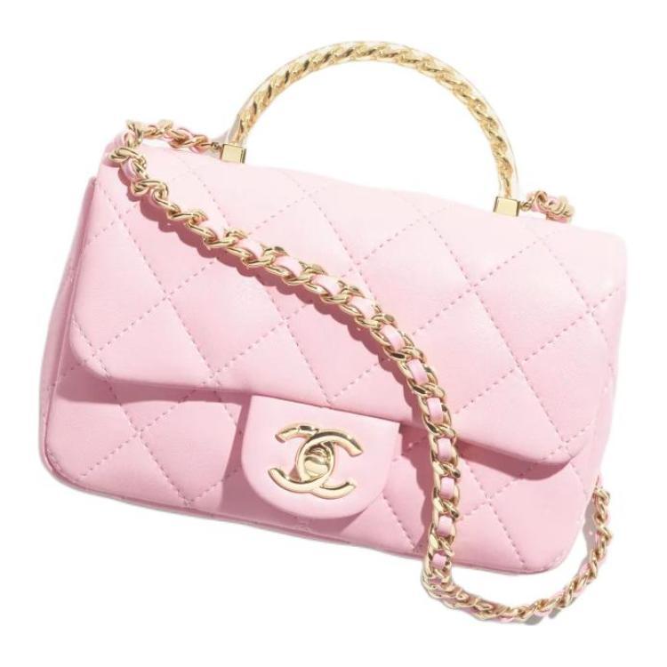 Chanel Chanel Lambskin Shoulder Bag, Crossbody Bag Mini Women's Light Pink Red