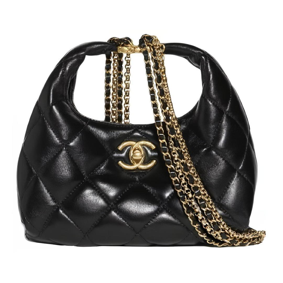 Chanel Chanel Sheepskin Crossbody Handbag Women's Black