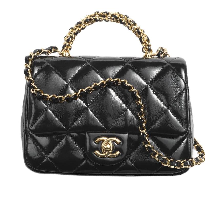 Chanel Chanel Lambskin Shoulder Bag Crossbody Bag Handbag Mini Women's Black