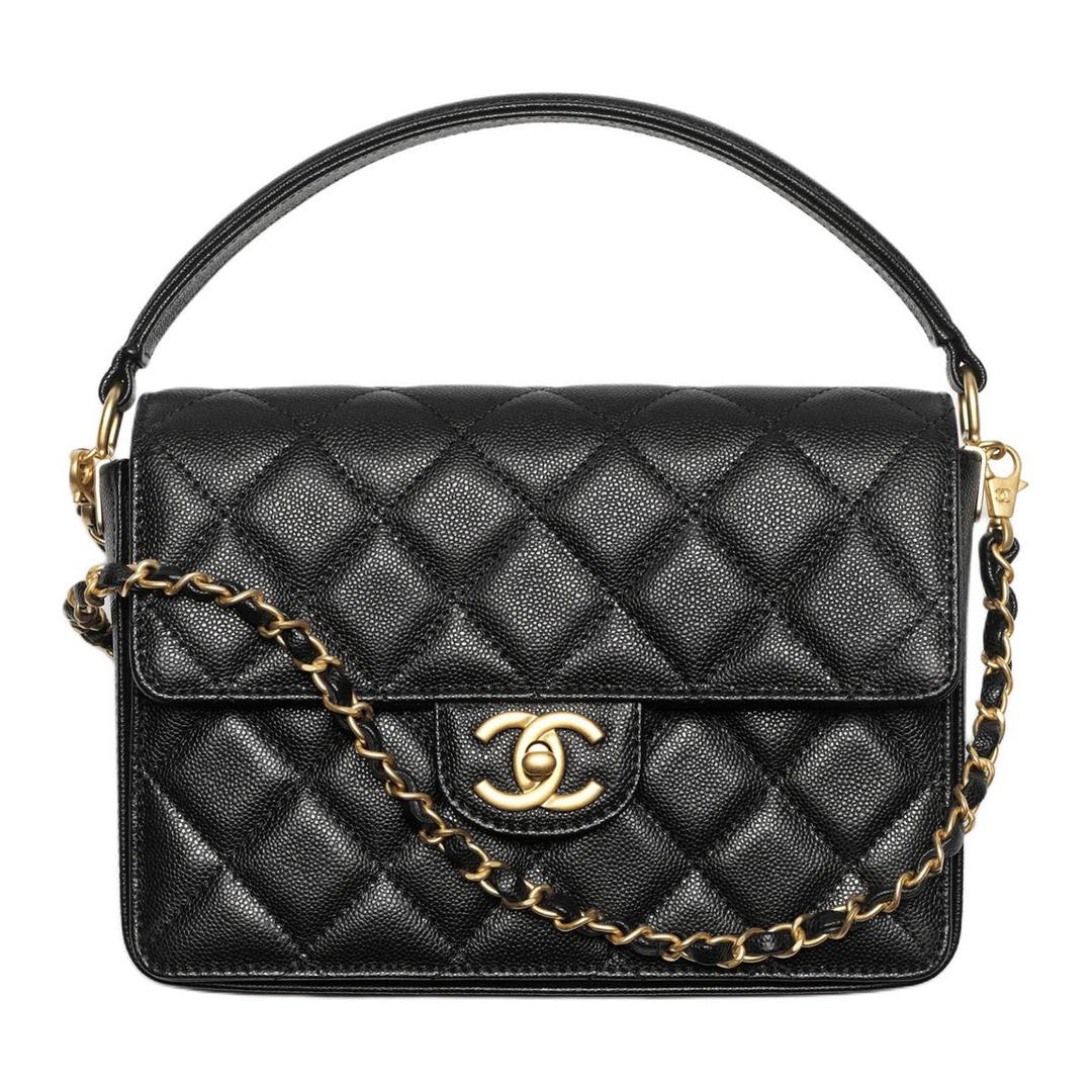 Chanel Chanel Calfskin Shoulder Bag Crossbody Bag Handbag Small Size Women's Black