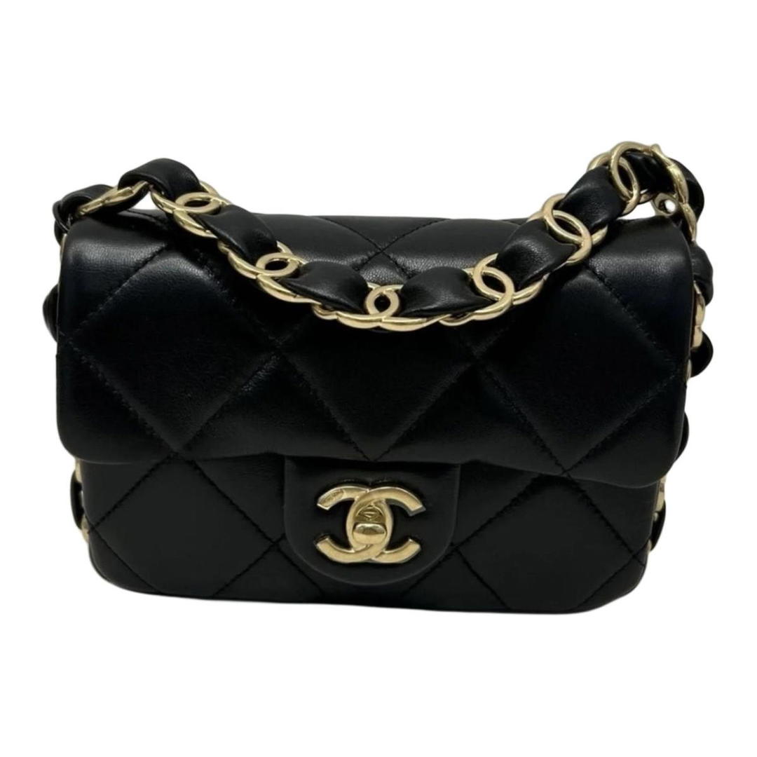 Chanel Chanel Leather Shoulder Bag Crossbody Bag Women's Black
