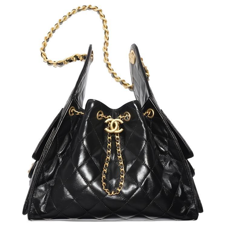 Chanel Chanel 25Bag Leather Shoulder Bag Women's Black
