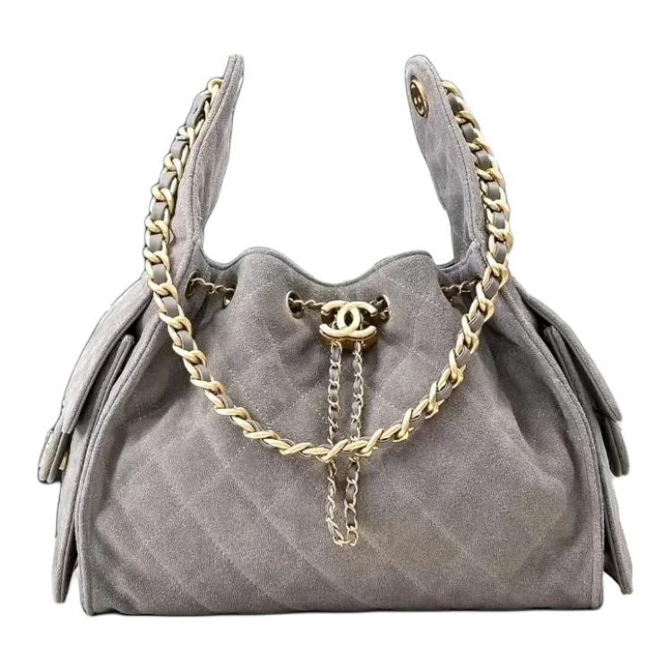 Chanel Chanel 25Bag Suede Leather Handbag, Shoulder Bag Small Size Women's Gray