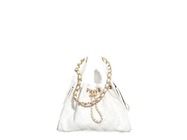 Chanel Chanel 25 Small Bag In White Grained Calfskin With Gold-Tone Metal - view 1