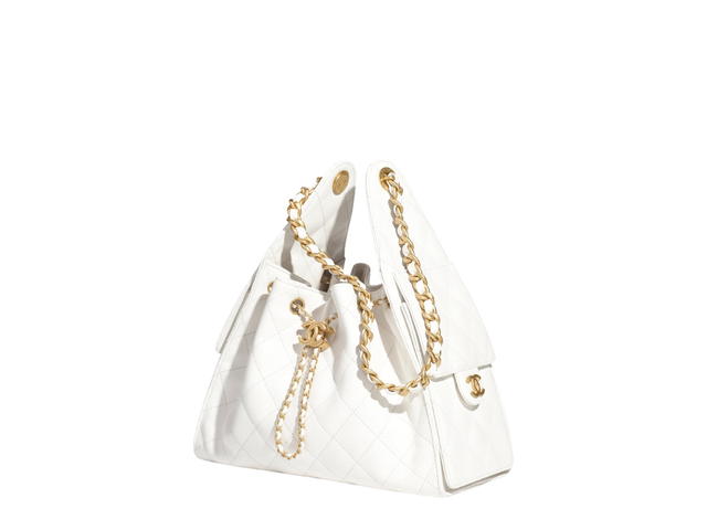 Chanel Chanel 25 Small Bag In White Grained Calfskin With Gold-Tone Metal - view 2