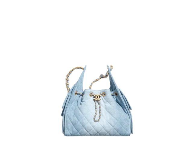 Chanel Chanel 25 Small Bag In Light Blue Washed Denim With Gold Metal Hardware - view 1