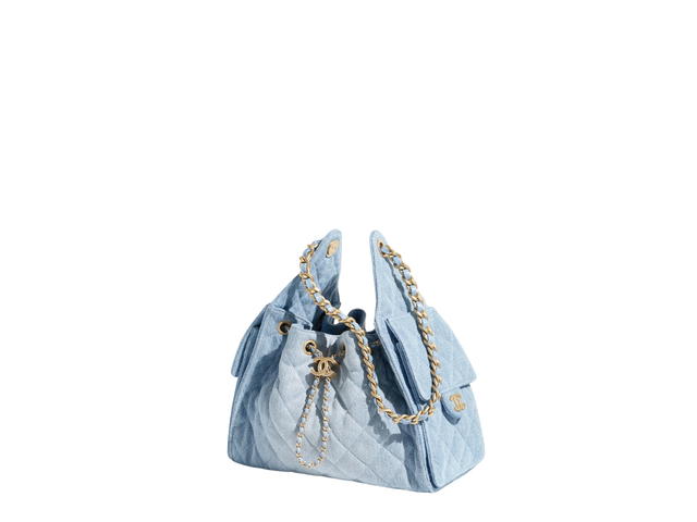 Chanel Chanel 25 Small Bag In Light Blue Washed Denim With Gold Metal Hardware - view 2