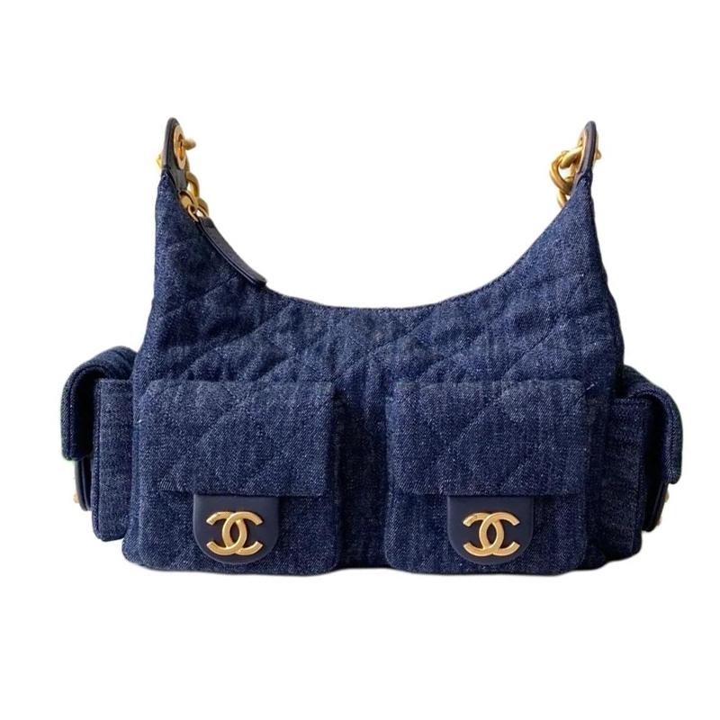 Chanel Chanel 25C Denim Hobo Bag Women's Dark Blue