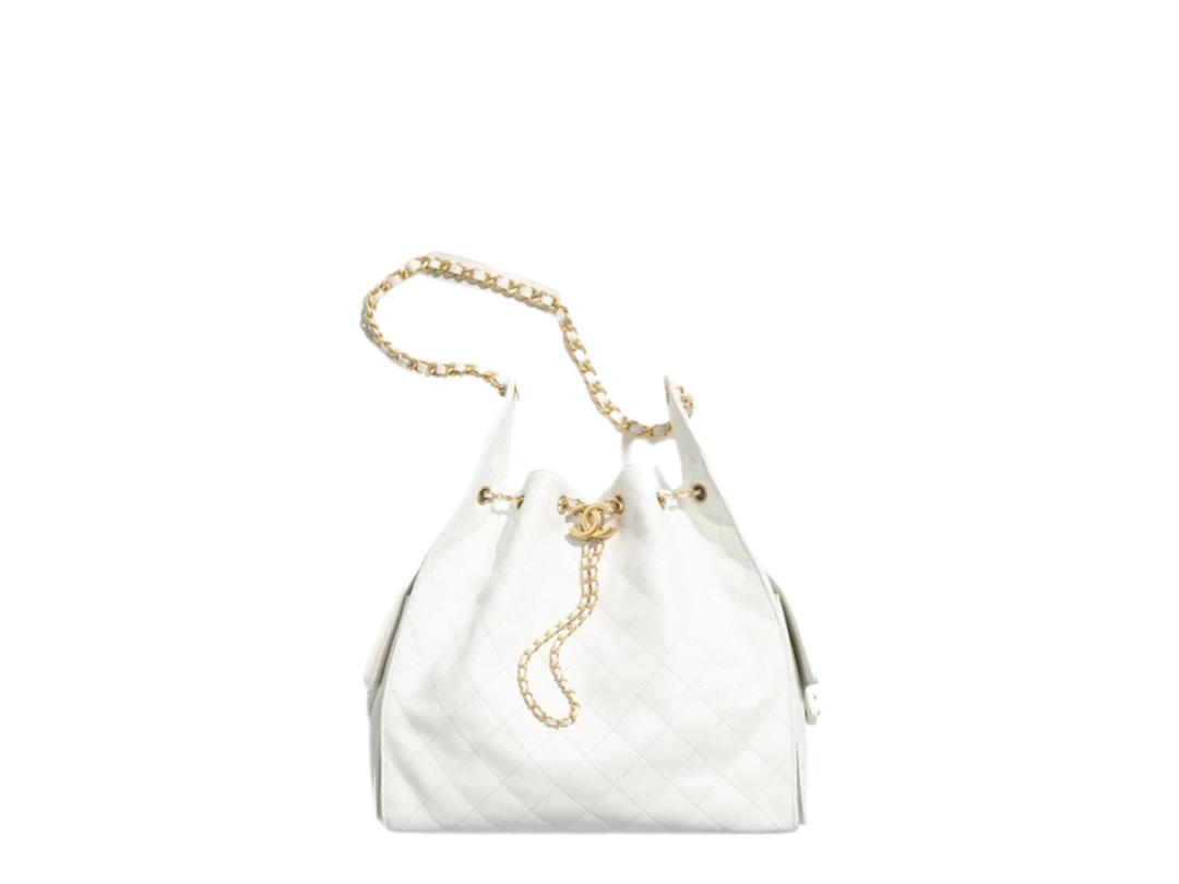 Chanel Chanel 25 Medium Bag In White Grained Calfskin With Gold-Tone Metal