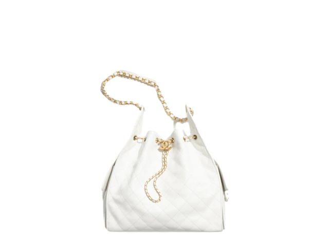 Chanel Chanel 25 Medium Bag In White Grained Calfskin With Gold-Tone Metal - view 1