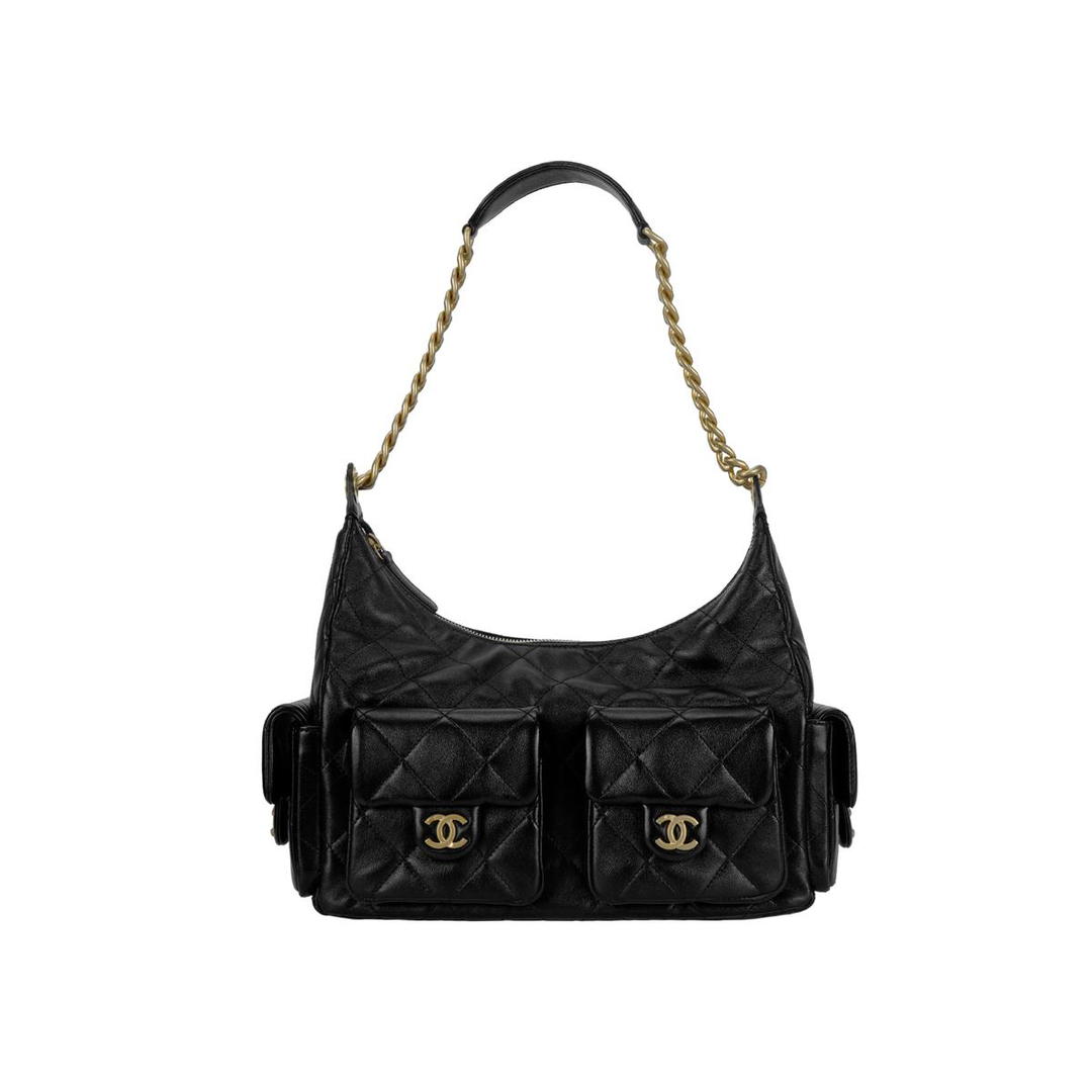 Chanel Chanel 25C Shiny Lambskin Shoulder Bags Black
