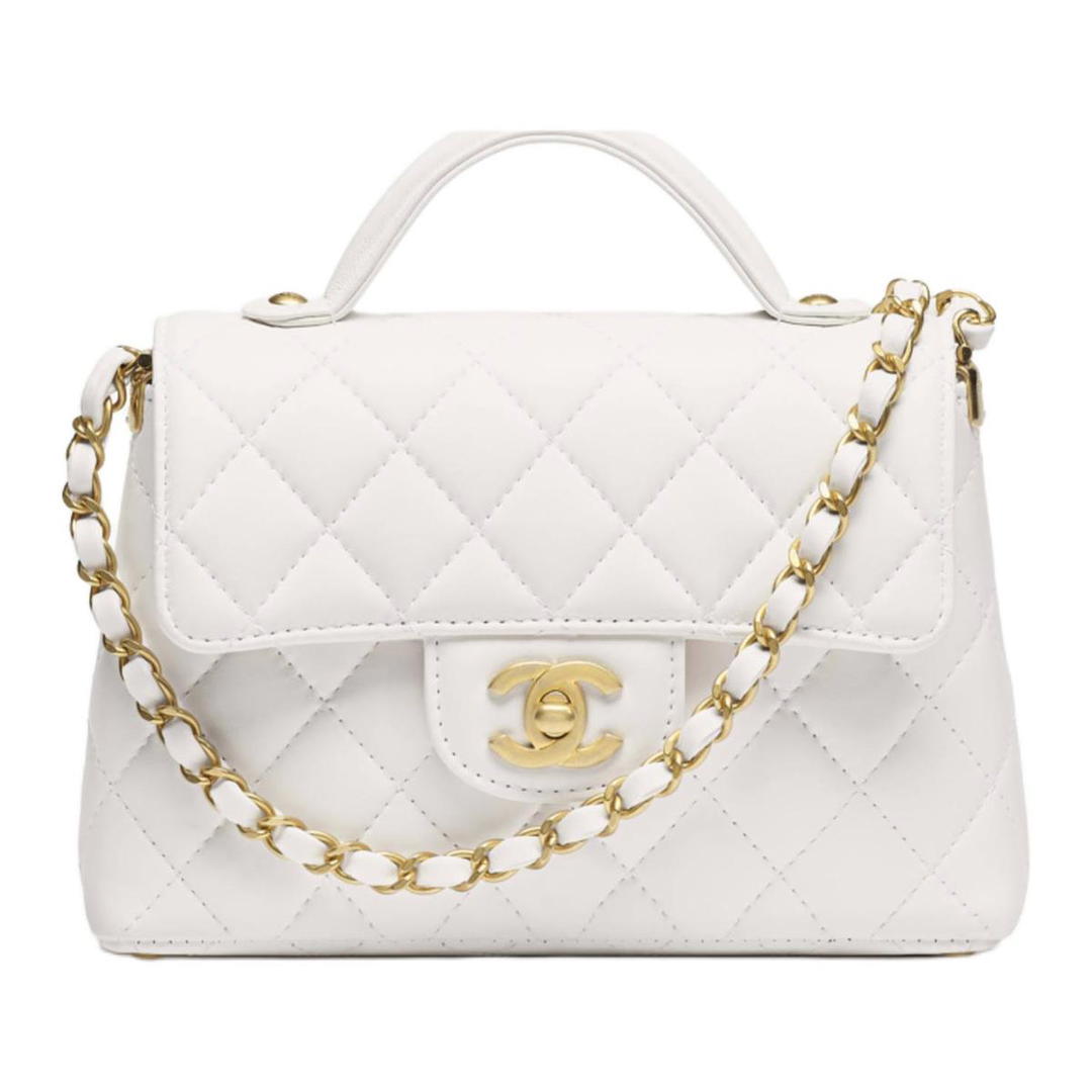 Chanel Chanel Diamond Pattern Sheepskin Shoulder Bag, Crossbody Bag, Handbag Small Size Women's White