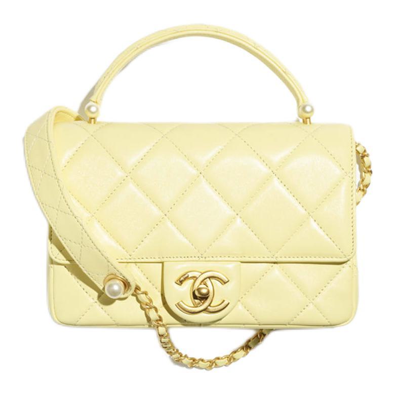 Chanel Chanel Lambskin One Shoulder Handbags Mini Women's Light Yellow