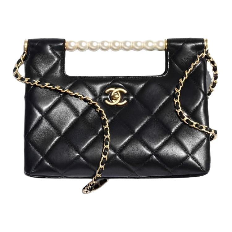Chanel Chanel Lambskin Shoulder Bag Crossbody Bag Handbag Small Size Women's Black