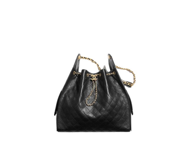 Chanel Chanel 25 Large Bag In Black Grained Calfskin With Gold-Tone Metal - view 2