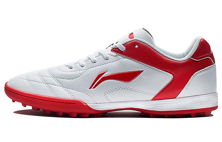 Li-Ning LiNing TF Rubber Broken Studs Artificial Ground Cushioning Anti Slip And Wear Resistant Soccer Shoes White Red