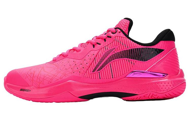 Li-Ning LiNing Thunder 䨻 Cushioned Slip Resistant Abrasion Resistant Low Top Badminton Shoes Unisex Fluorescent Fruit Pink