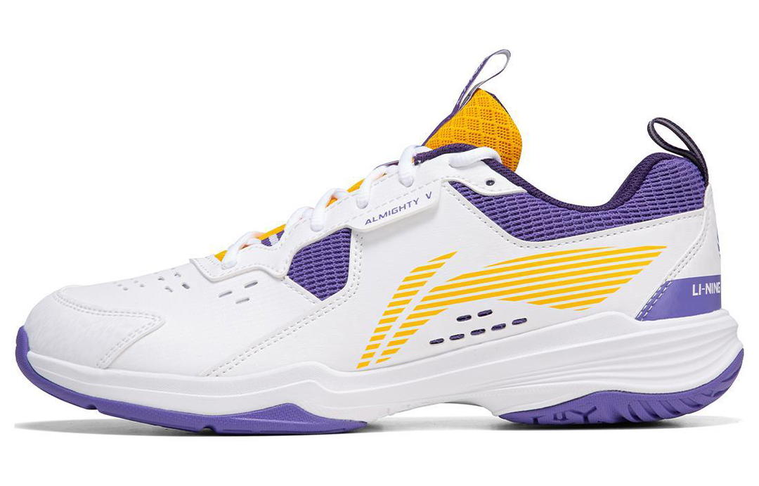 Li-Ning LiNing Ace V Collection Cushioned Slip Resistant Abrasion Resistant Low Top Badminton Shoes Unisex White Purple
