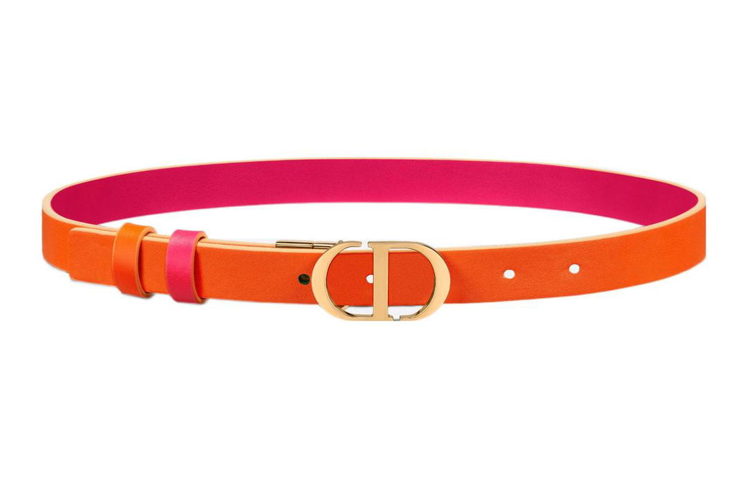 Dior Dior 30 Montaigne Leather Belts Women's Fluorescent Orange/Neon Pink