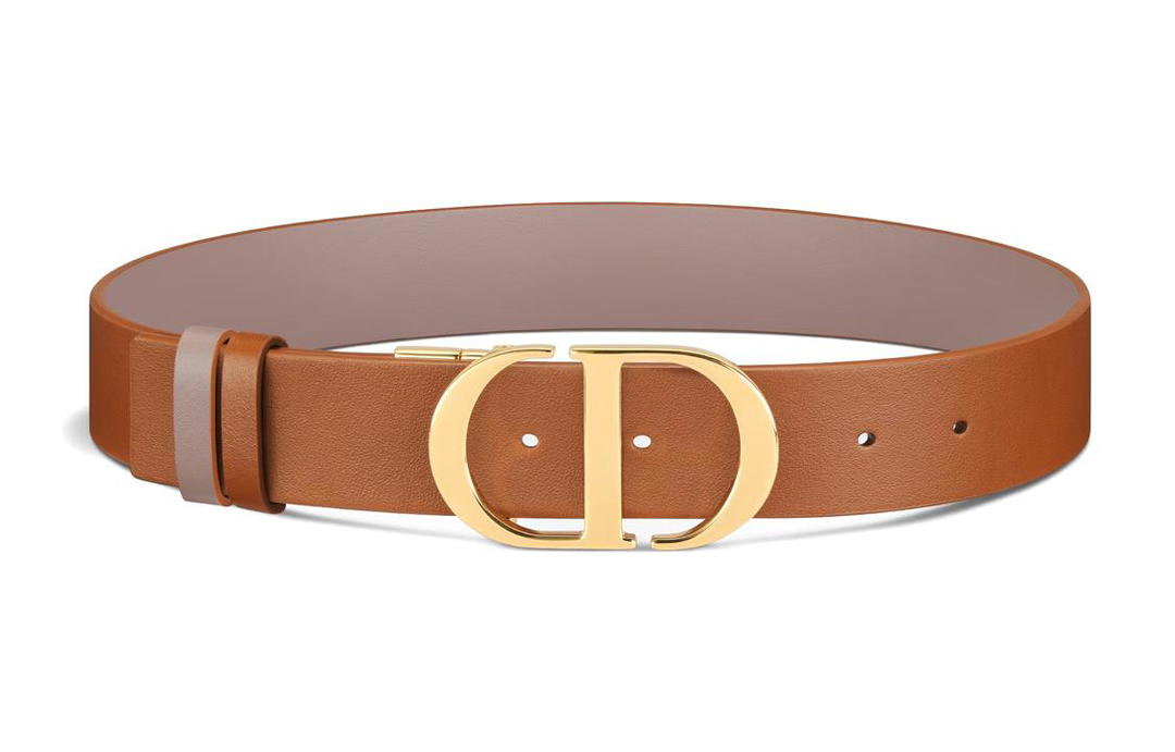 Dior Dior CD Letter Logo Smooth Buckle Leather Belts Women's Brown Width 3.5cm