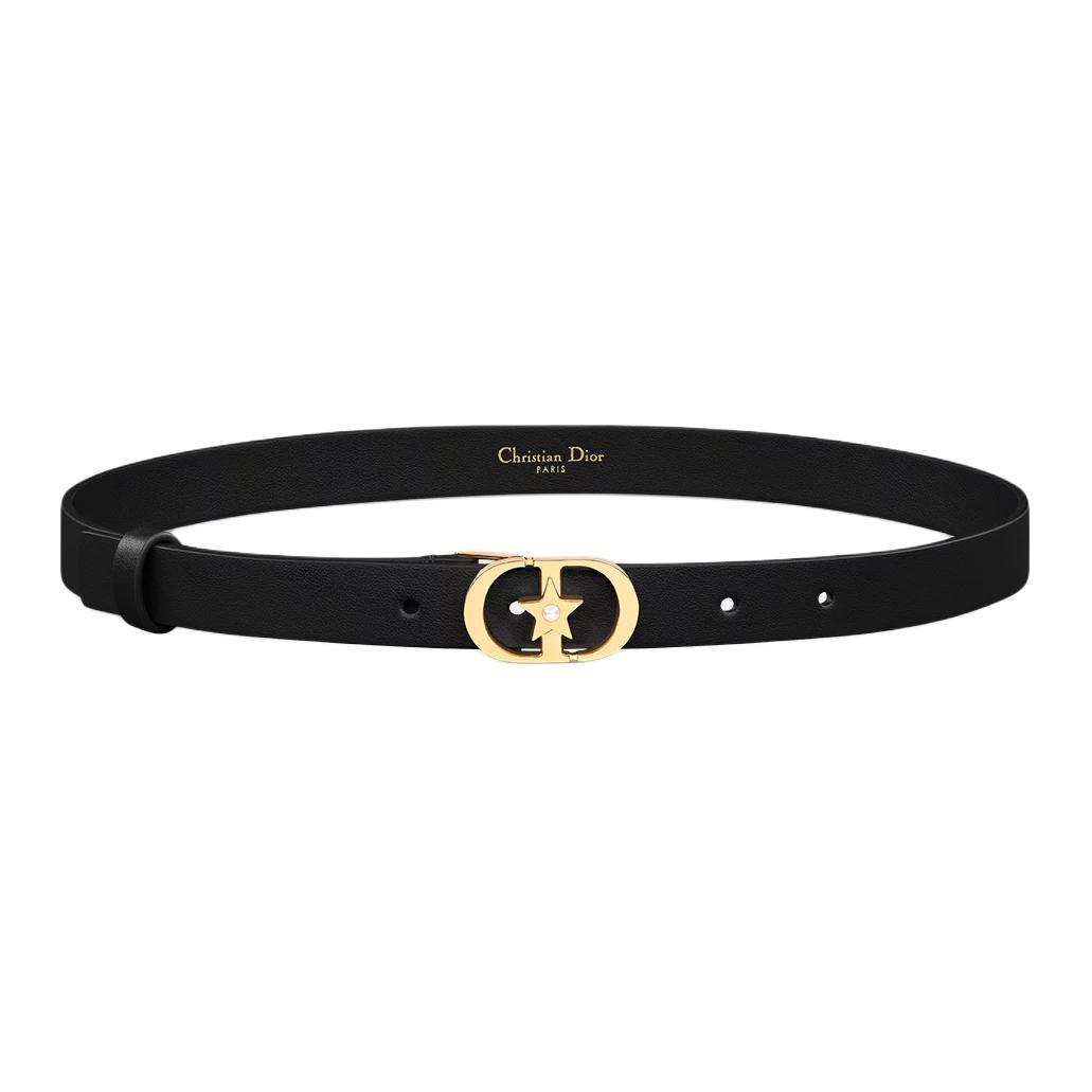 Dior Dior Cow Leather Belts Women's Black Width: 2CM