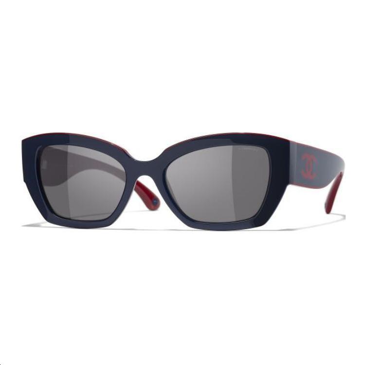 Chanel Chanel Nylon Butterfly Sunglasses Unisex Burgundy Red/Marine Blue