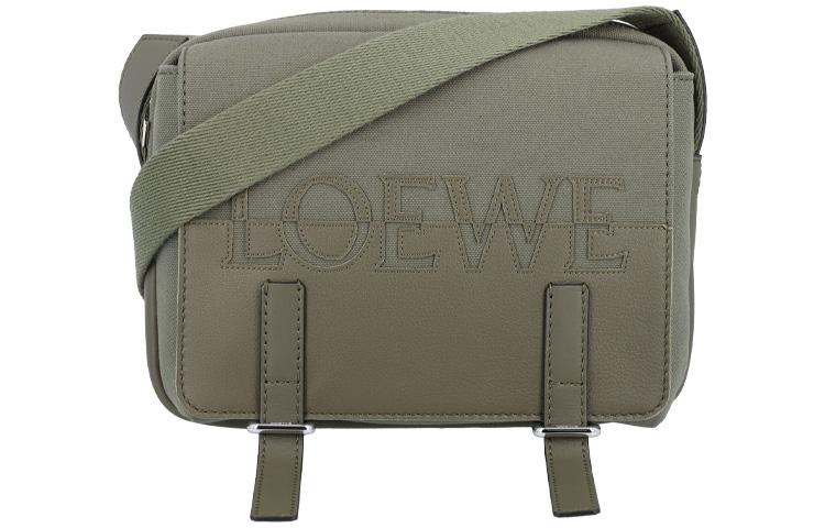 Loewe Loewe Military Classic Calfskin With Canvas Messenger Bag Shoulder Bag Crossbody Bag Regular Men's Army Green