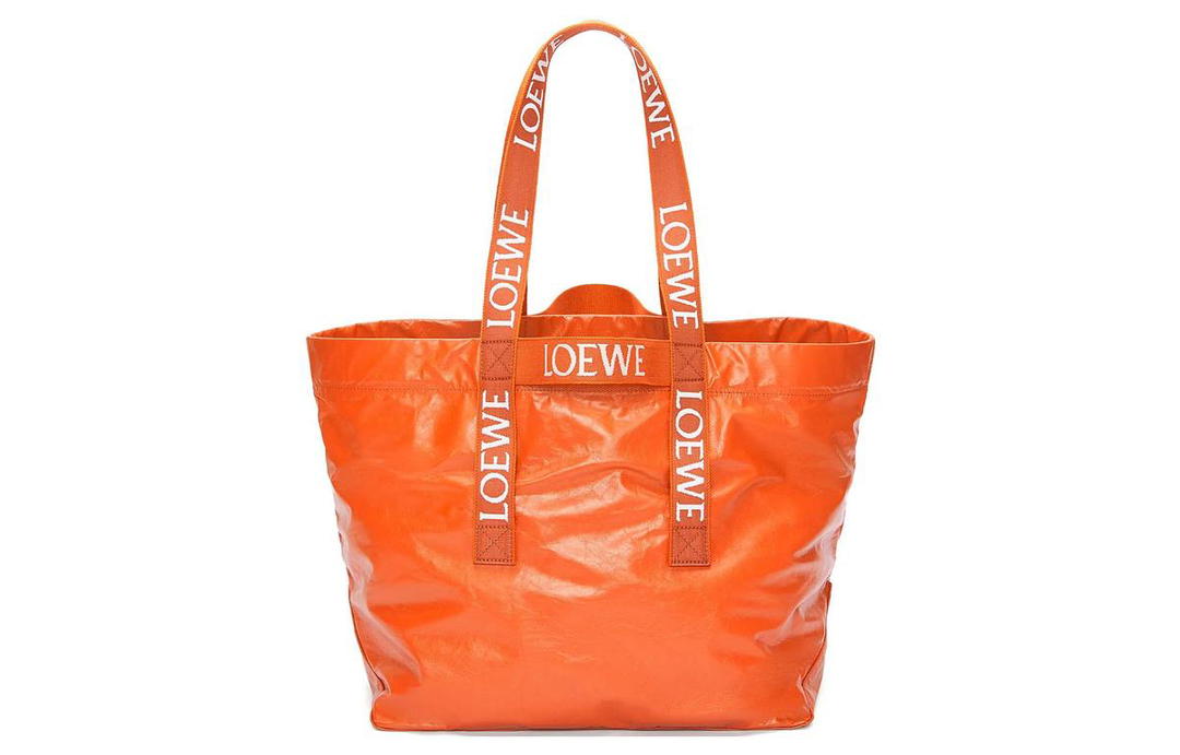 Loewe LOEWE Paper Grain Cow Leather Tote Bag Shopping Bag Shoulder Bag Handbag Regular Unisex Orange