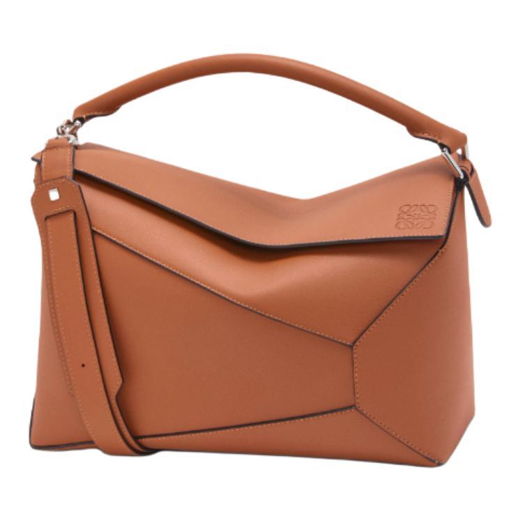 Loewe Loewe Puzzle Cow Leather Shoulder Bag Crossbody Bag Handbag Large Size Women's Tan