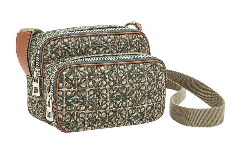 Loewe LOEWE Canvas With Leather Shoulder Bag Unisex Khaki
