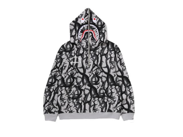 Bape Bape x Nbhd Trial Camo Two Face Half Zip Pullover Hoodie Grey - view 1