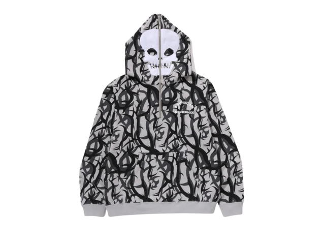 Bape Bape x Nbhd Trial Camo Two Face Half Zip Pullover Hoodie Grey - view 2