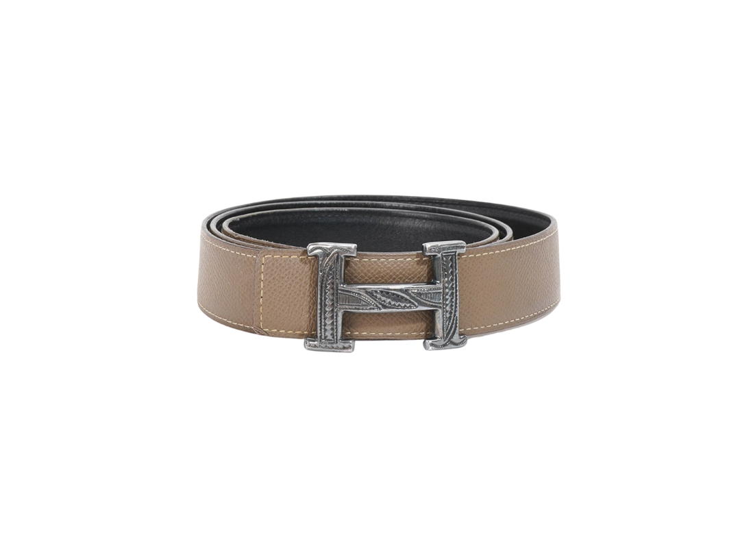 Hermes Hermes Belt 100 Gris Etain Togo Rhw Stamp R Sq Brown