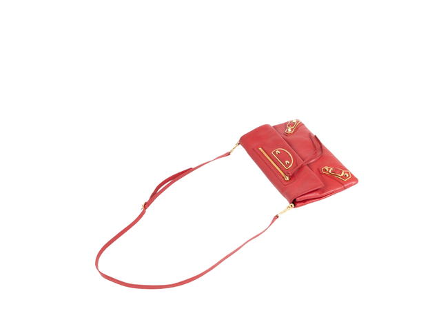 Balenciaga Balenciaga Motocross Classic Envelope Lambskin Red Clutch In Red Lambskin With Gold-Tone Hardware - view 3