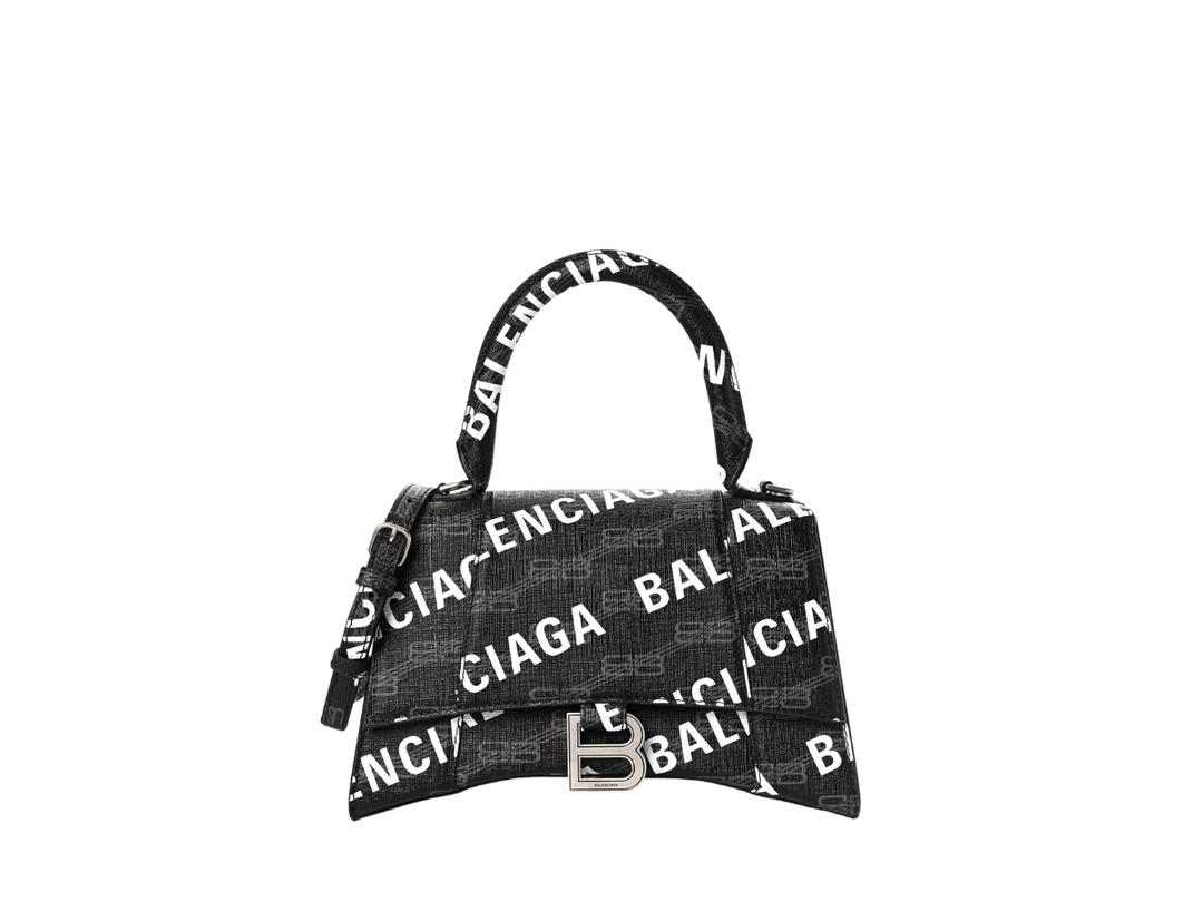 Balenciaga Balenciaga Hourglass Small Top Handle Bag In BB Monogram Coated Canvas With Silver Hardware Black