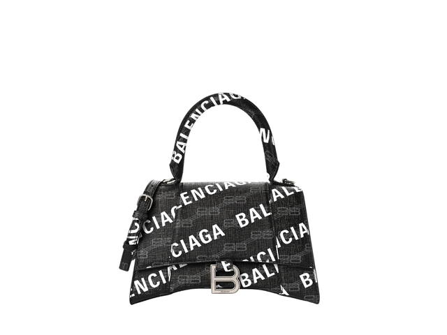 Balenciaga Balenciaga Hourglass Small Top Handle Bag In BB Monogram Coated Canvas With Silver Hardware Black - view 1