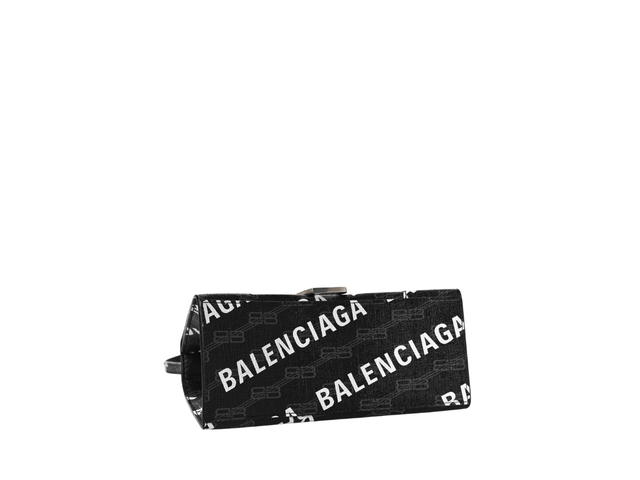 Balenciaga Balenciaga Hourglass Small Top Handle Bag In BB Monogram Coated Canvas With Silver Hardware Black - view 3