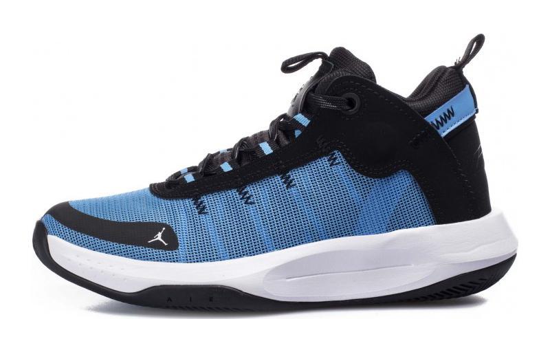 Jordan Jordan Jumpman 2020 Air Jordan Anti-Slip Wear-Resistant Mid-Top Children's Basketball Shoes Blue Black Teenagers