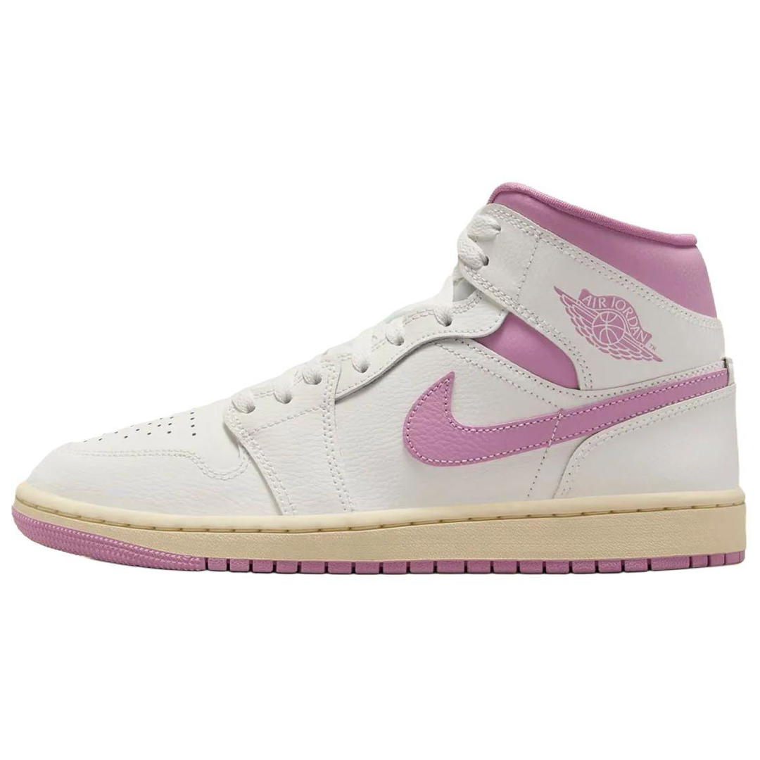 Jordan Jordan Air Jordan 1 Anti Slip Wear Resistant Mid Top Vintage Basketball Shoes Women's White Purple