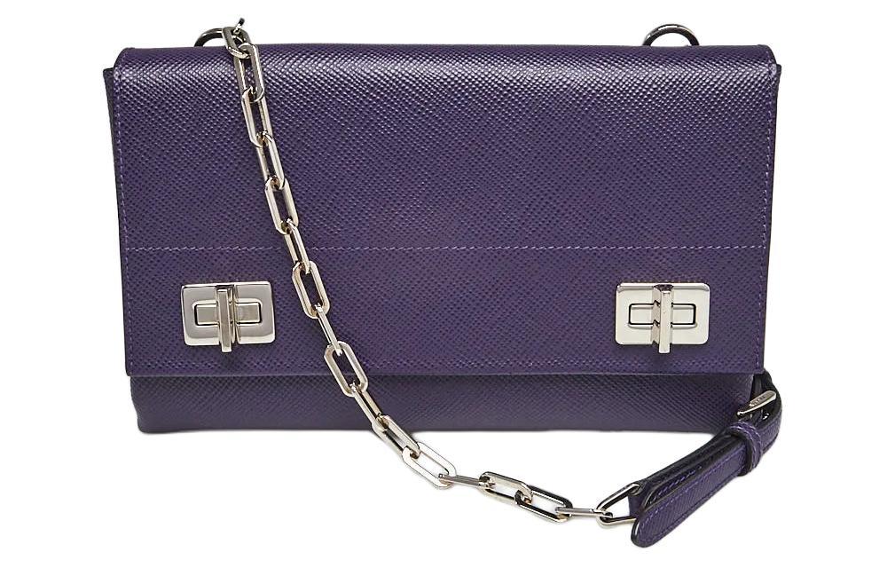 Prada Prada Uva Saffiano Leather Crossbody Bag Shoulder Bag Women's Dark Purple