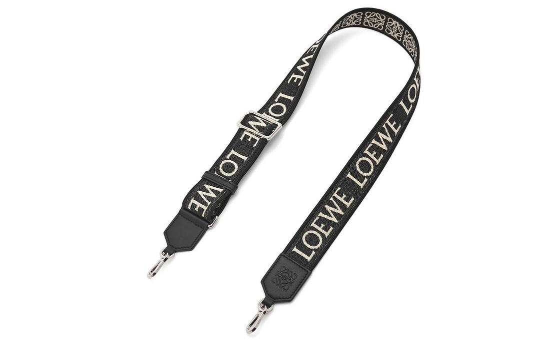 Loewe Loewe Jacquard Fabric With Cow Leather Patchwork Shoulder Strap With Pouch Shoulder Strap Women's Black