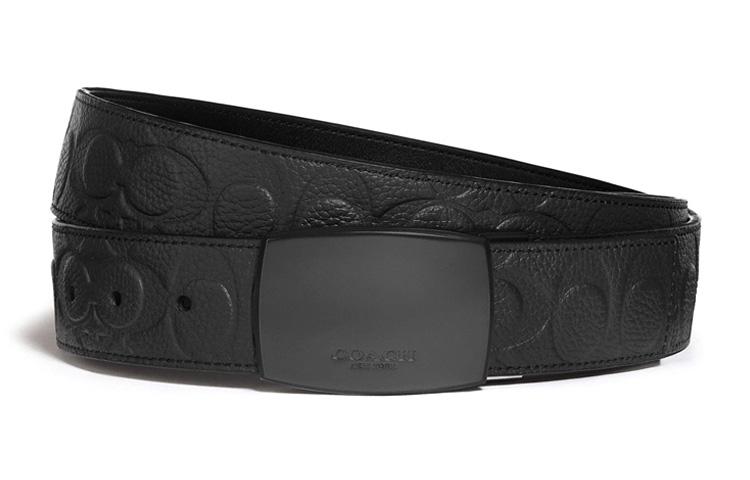 Coach Coach Cow Leather Belts Men's Black Width 3.8CM
